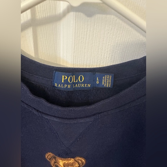 Ralph Lauren Navy Crewneck Sweater with Bear Motif - Picture 3 of 4